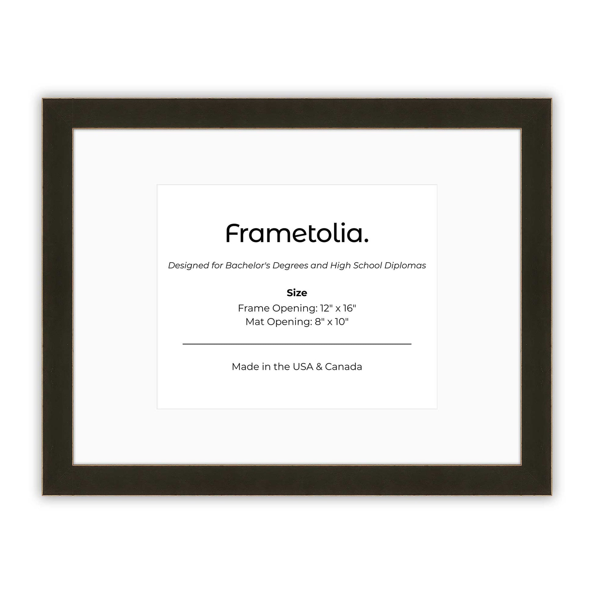 12" x 16" Bravo Brown FAMILY  Diploma Frame with Mat - 8 x 10 opening