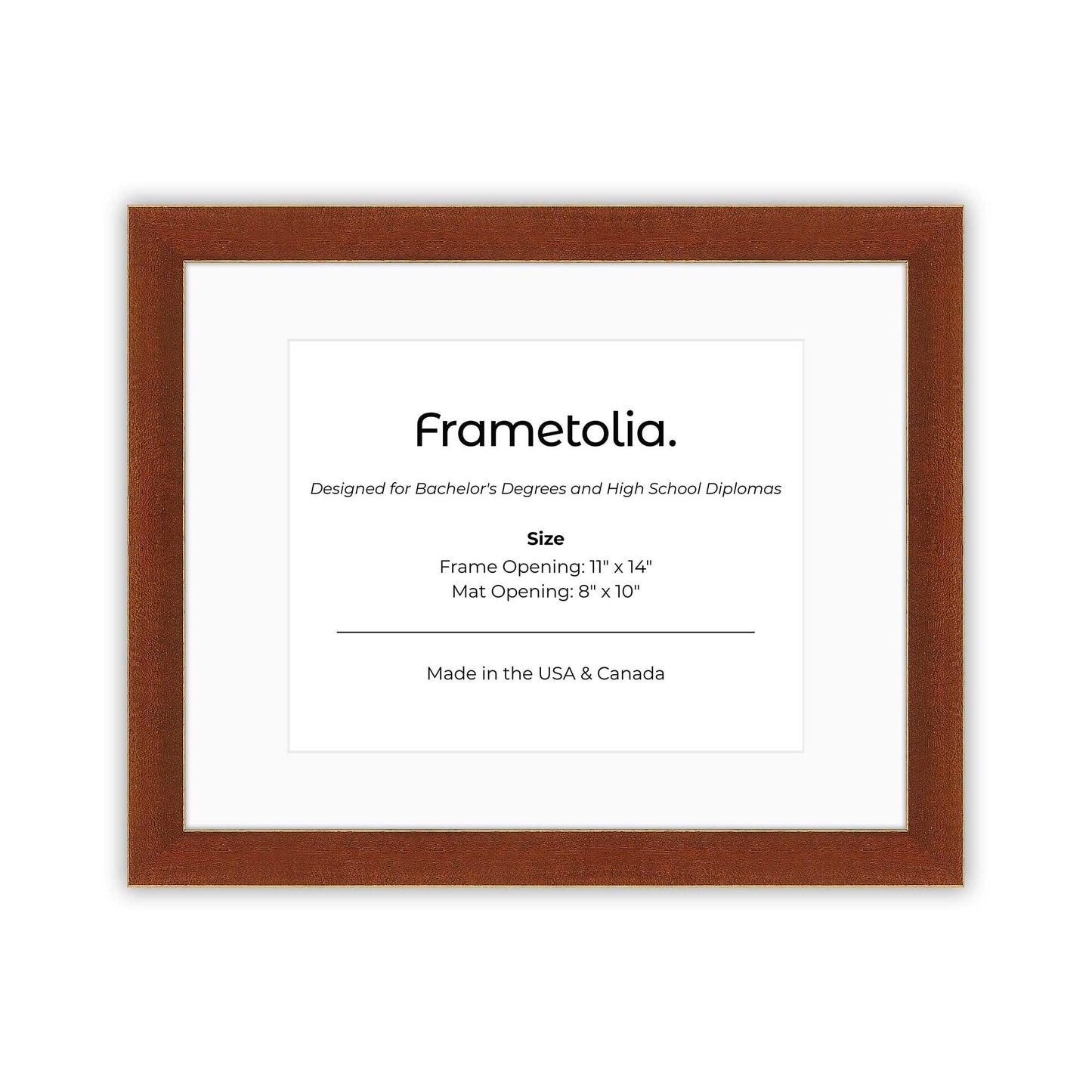 11" x 14" Honey FAMILY  Diploma Frame with Mat - 8 x 10 opening