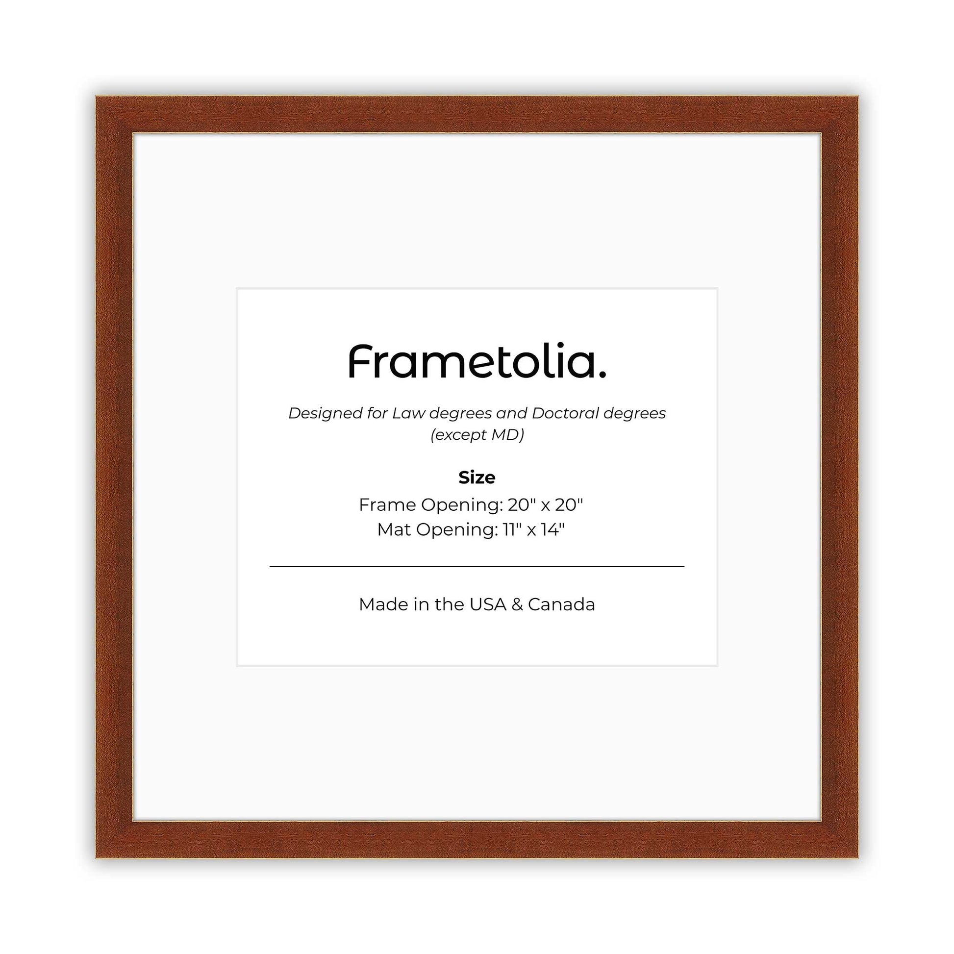 20" x 20" Honey FAMILY  Diploma Frame with Mat - 11 x 14 opening