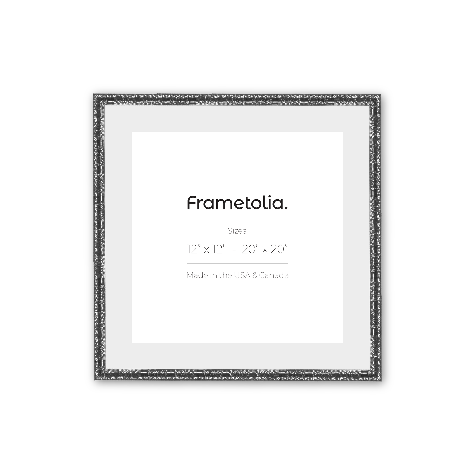 16" x 16" Shimmering Silver Renaissance Charm Medium Width Wall Frame