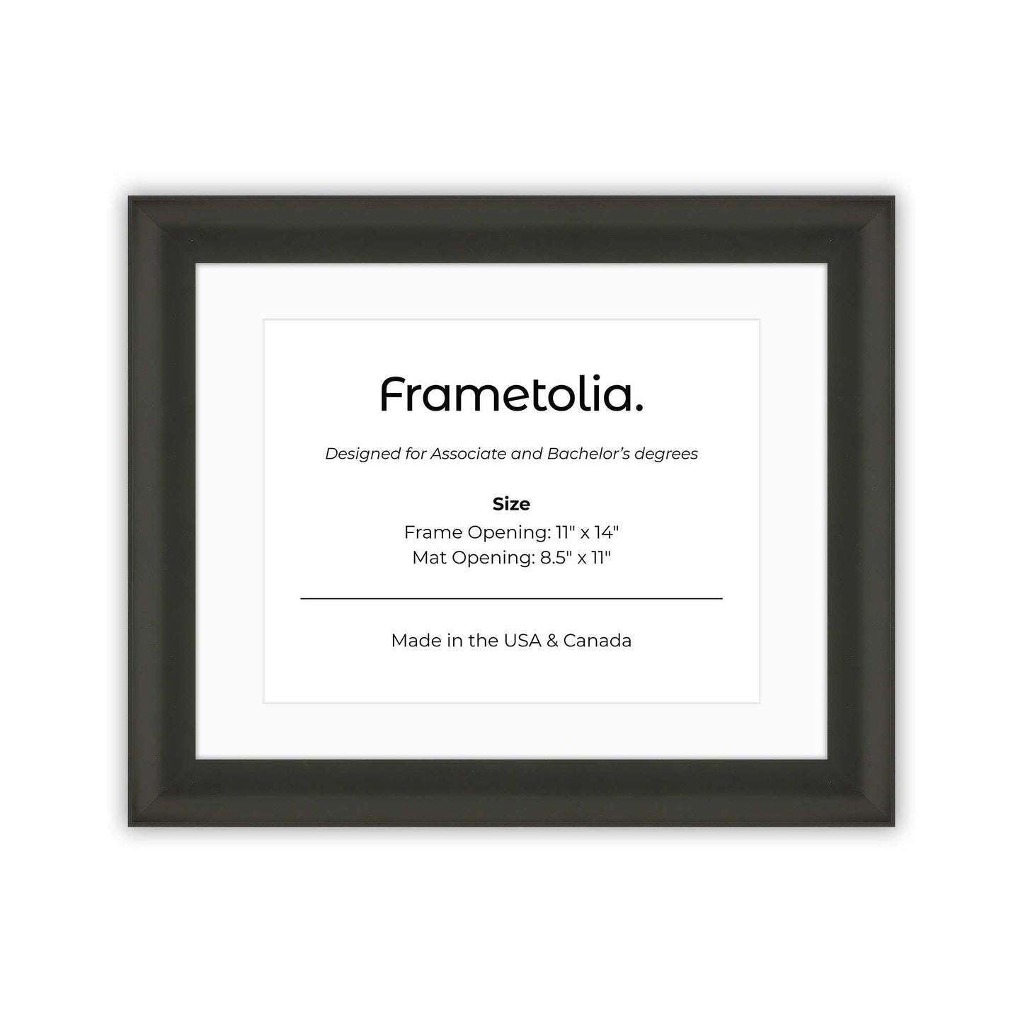 11" x 14" Satin Black FAMILY  Diploma Frame with mat -  8.5 x 11 opening