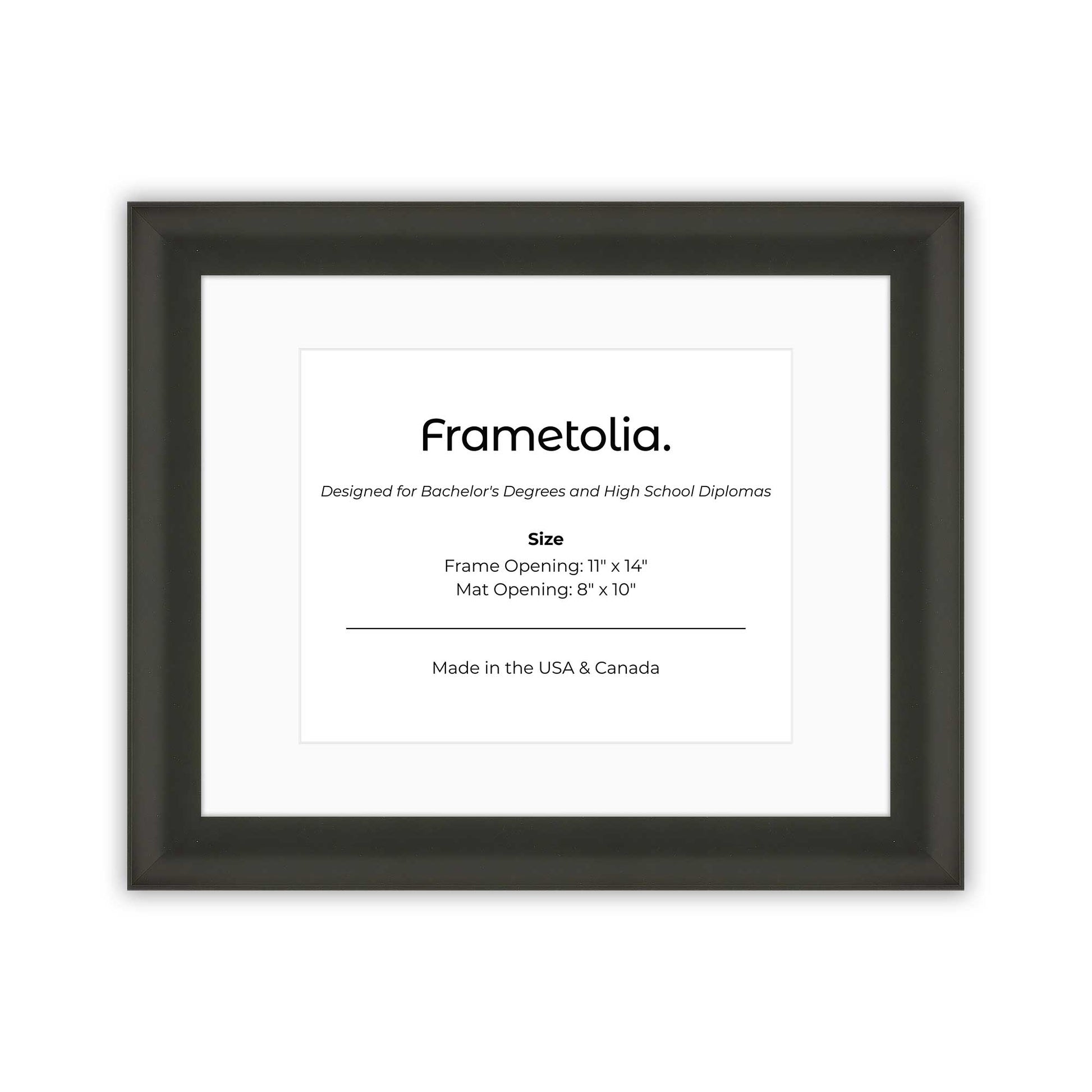 11" x 14" Satin Black FAMILY  Diploma Frame with Mat - 8 x 10 opening