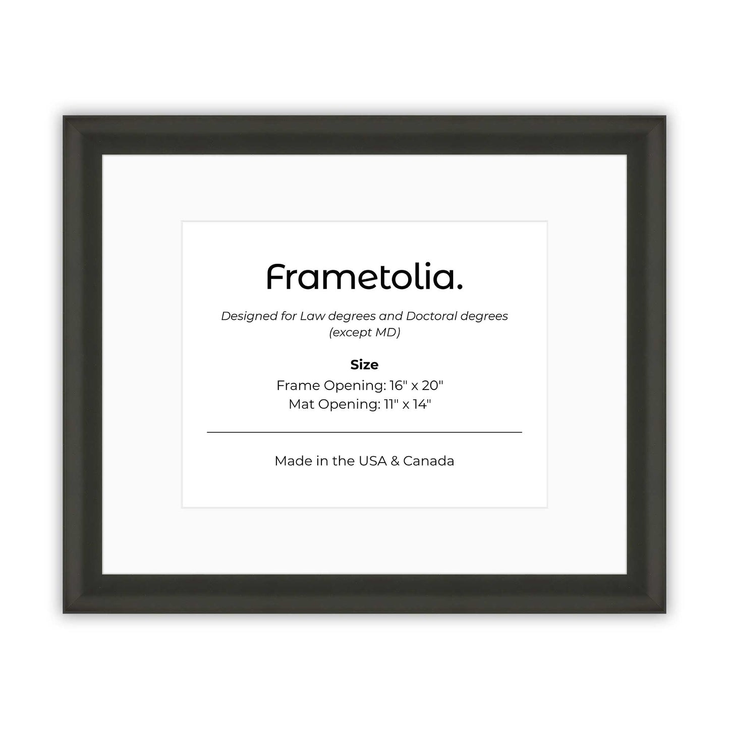 16" x 20" Satin Black FAMILY  Diploma Frame with Mat - 11 x 14 opening