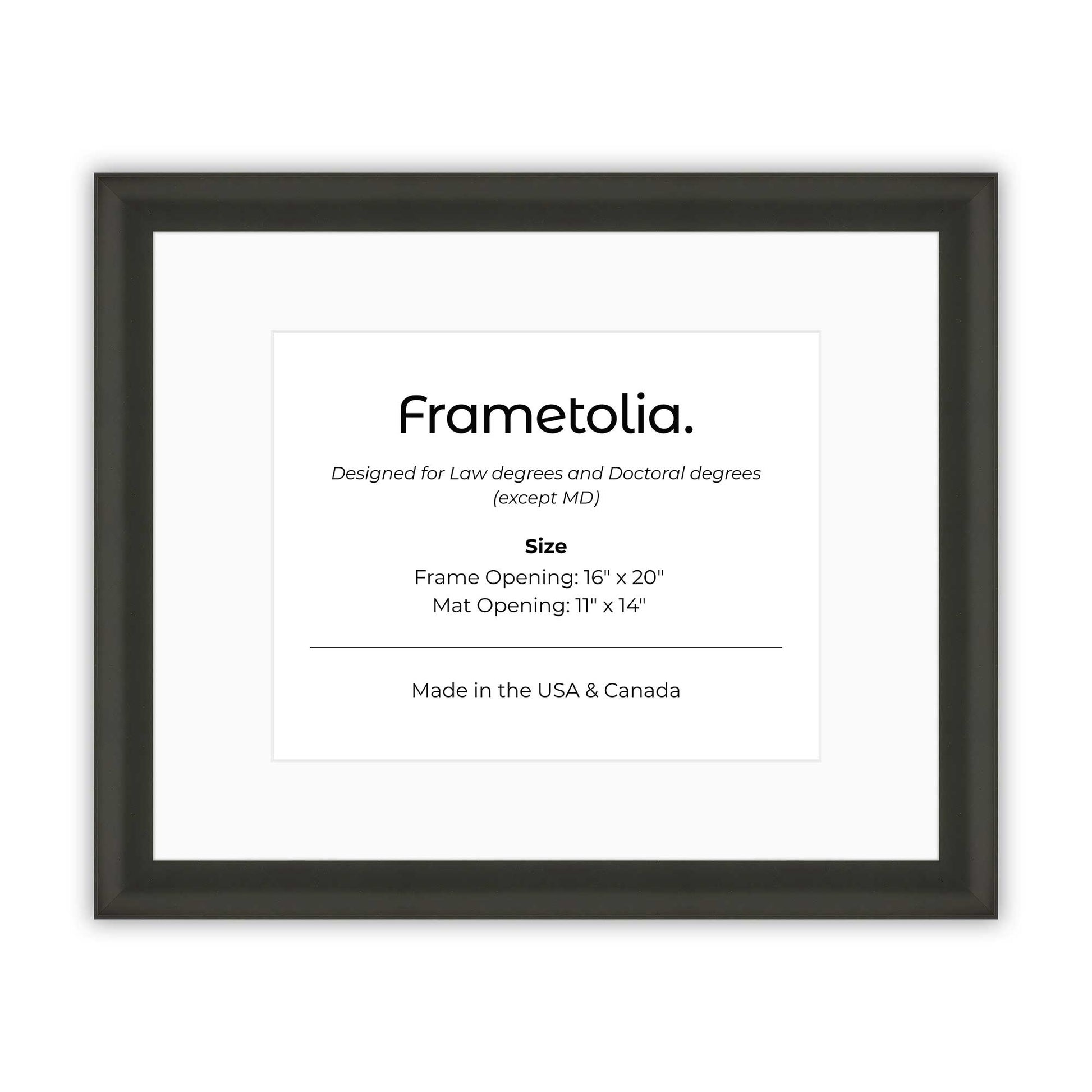 16" x 20" Satin Black FAMILY  Diploma Frame with Mat - 11 x 14 opening