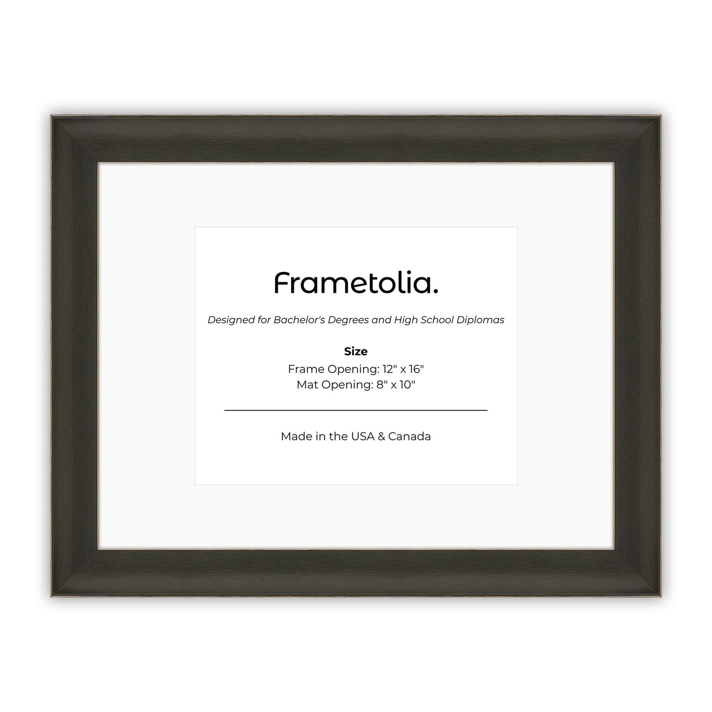 12" x 16" Village Coal FAMILY  Diploma Frame with Mat - 8 x 10 opening