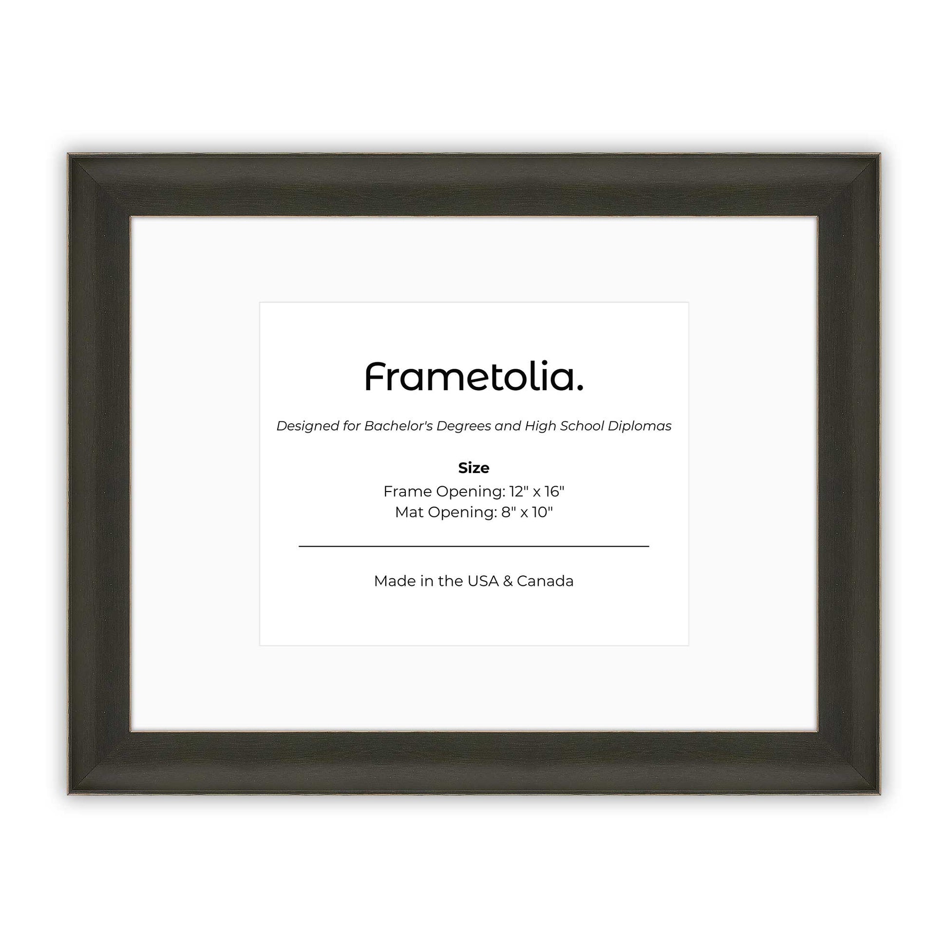 12" x 16" Village Coal FAMILY  Diploma Frame with Mat - 8 x 10 opening