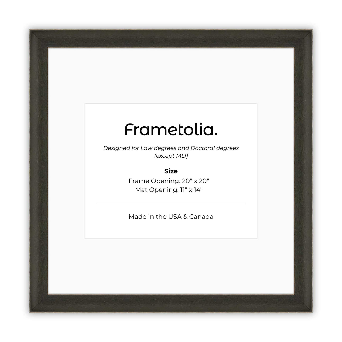 20" x 20" Village Coal FAMILY  Diploma Frame with Mat - 11 x 14 opening