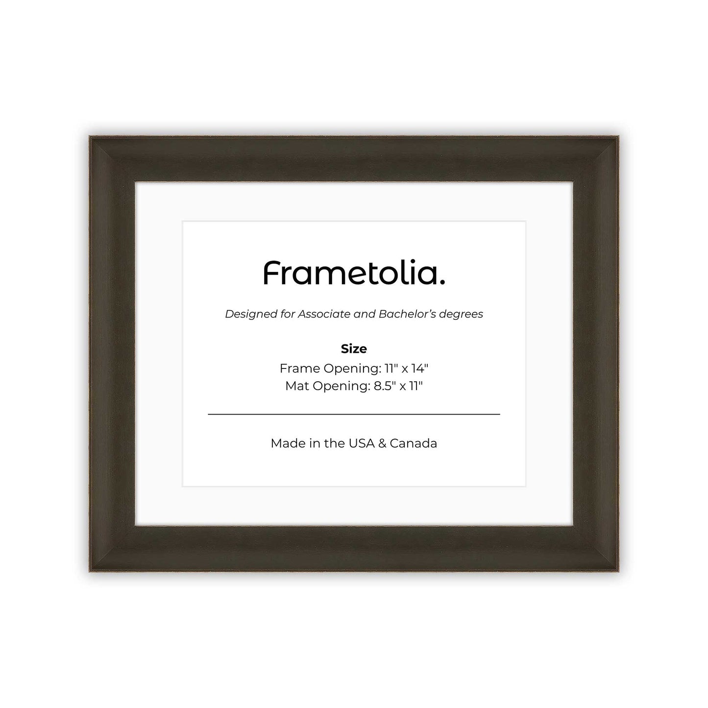 11" x 14" Bravo Brown FAMILY  Diploma Frame with mat -  8.5 x 11 opening