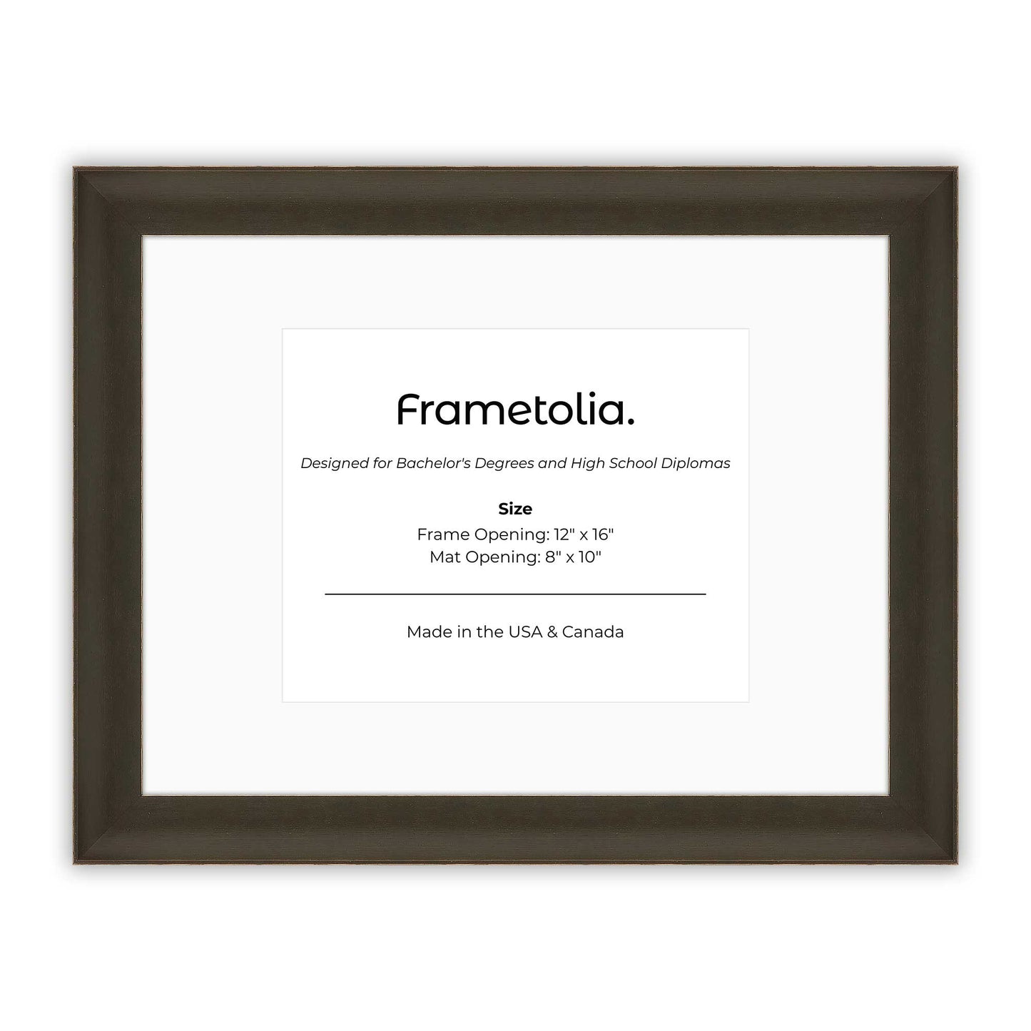 12" x 16" Bravo Brown FAMILY  Diploma Frame with Mat - 8 x 10 opening