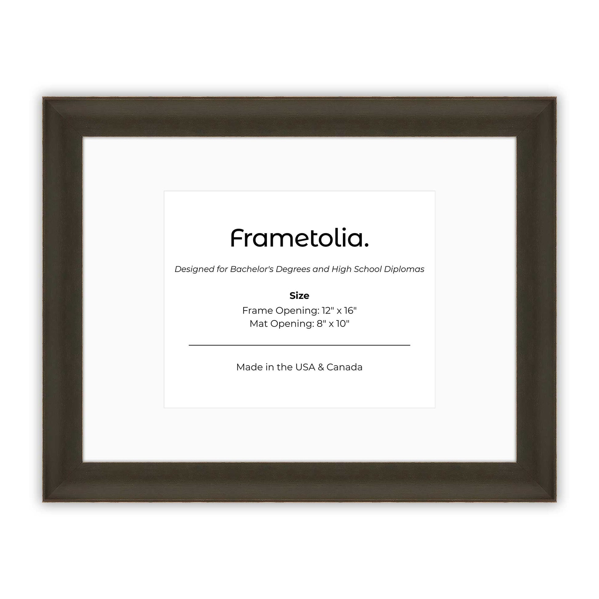 12" x 16" Bravo Brown FAMILY  Diploma Frame with Mat - 8 x 10 opening