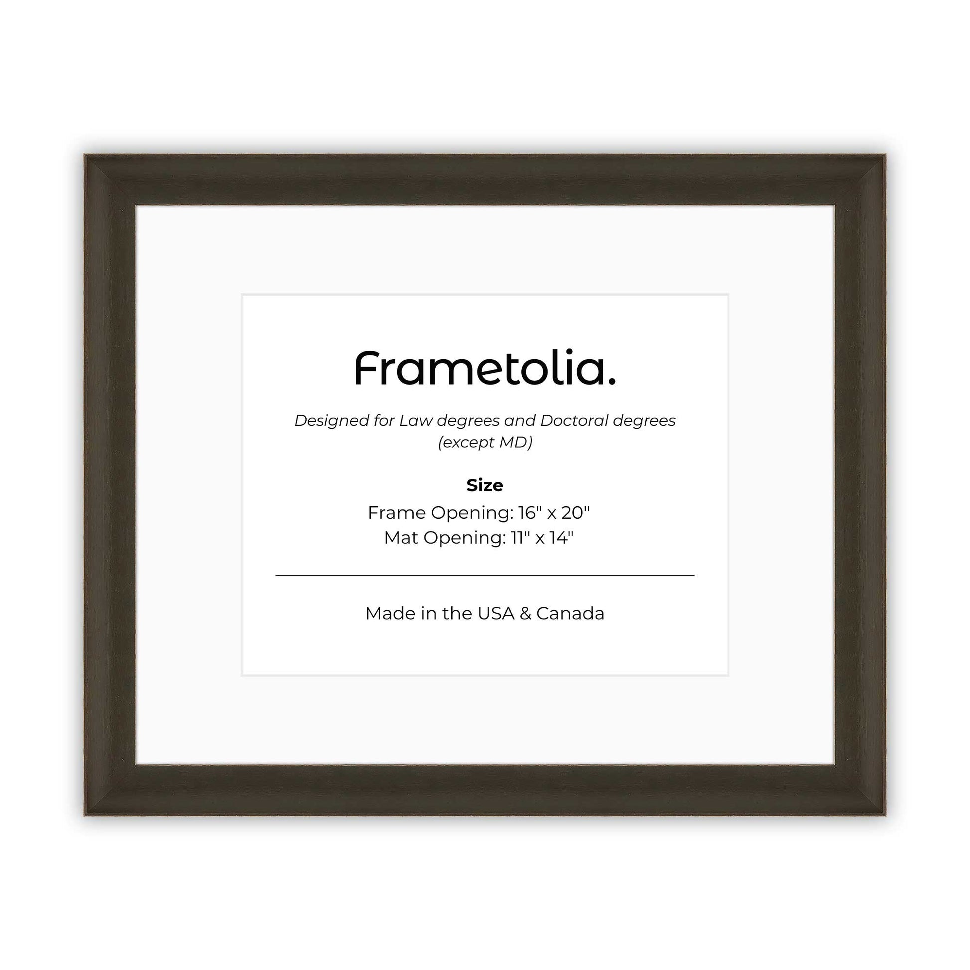 16" x 20" Bravo Brown FAMILY  Diploma Frame with Mat - 11 x 14 opening