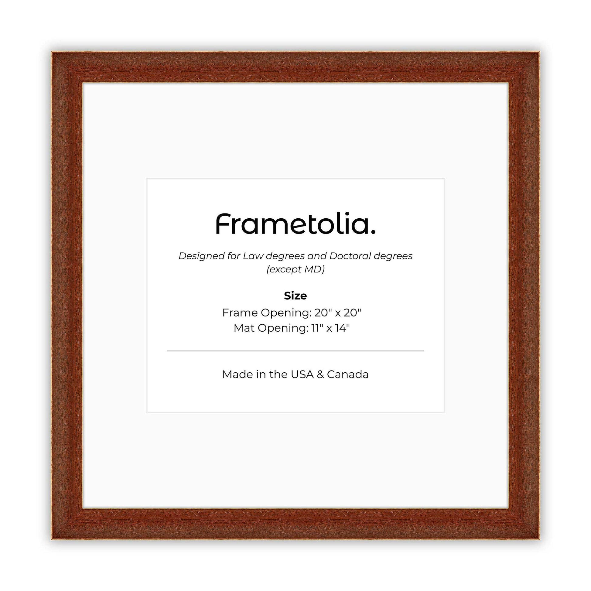 20" x 20" Honey FAMILY  Diploma Frame with Mat - 11 x 14 opening