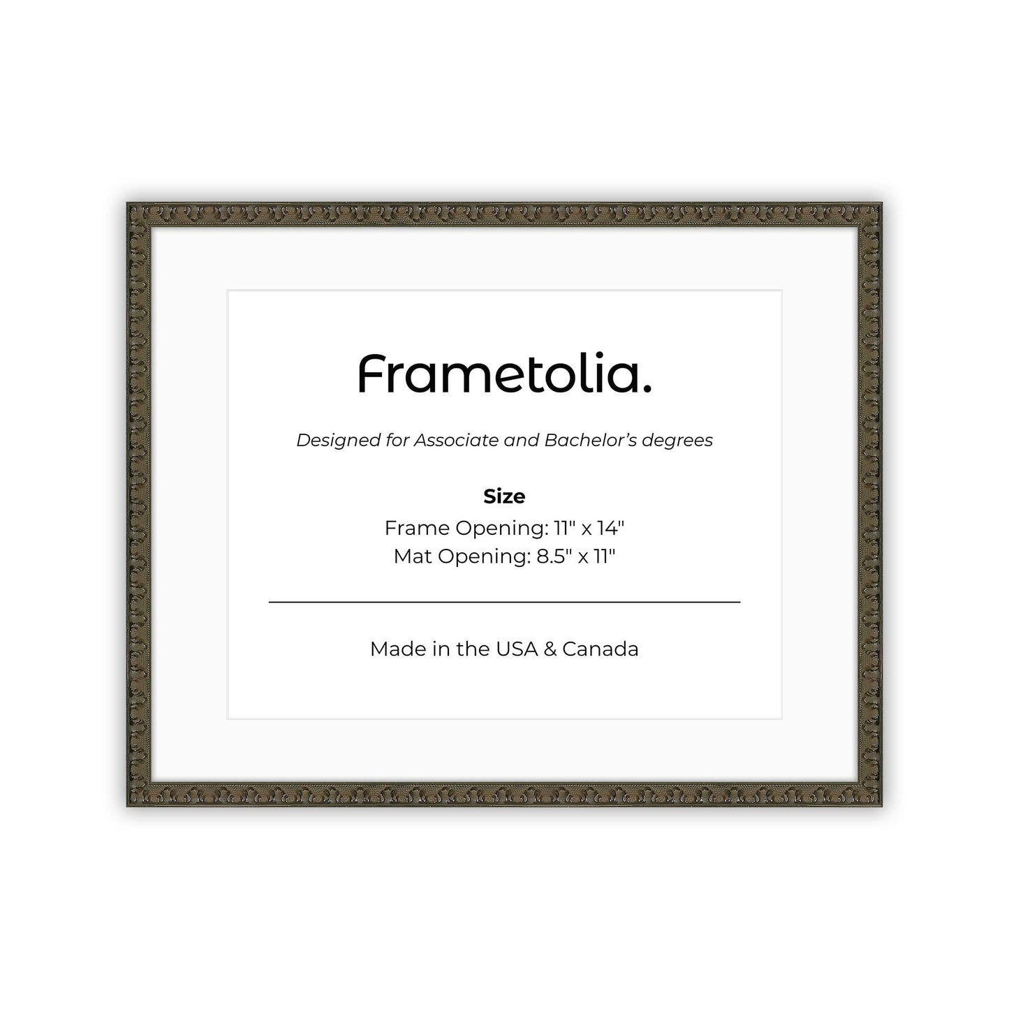 11" x 14" Raven Black FAMILY  Diploma Frame with mat -  8.5 x 11 opening