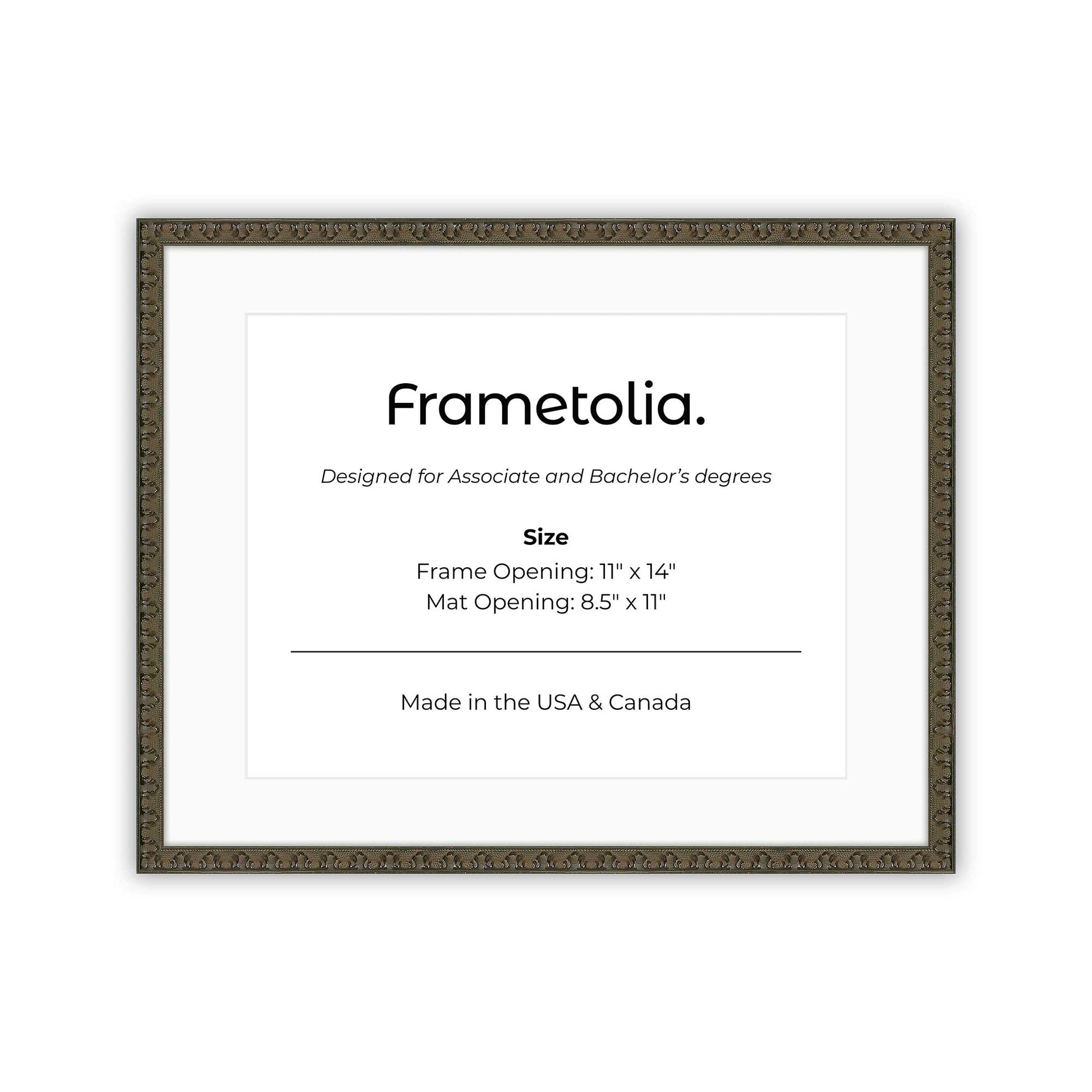 11" x 14" Raven Black FAMILY  Diploma Frame with mat -  8.5 x 11 opening