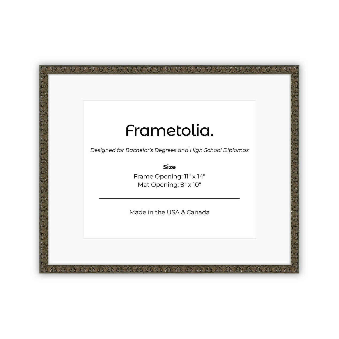 11" x 14" Raven Black FAMILY  Diploma Frame with Mat - 8 x 10 opening