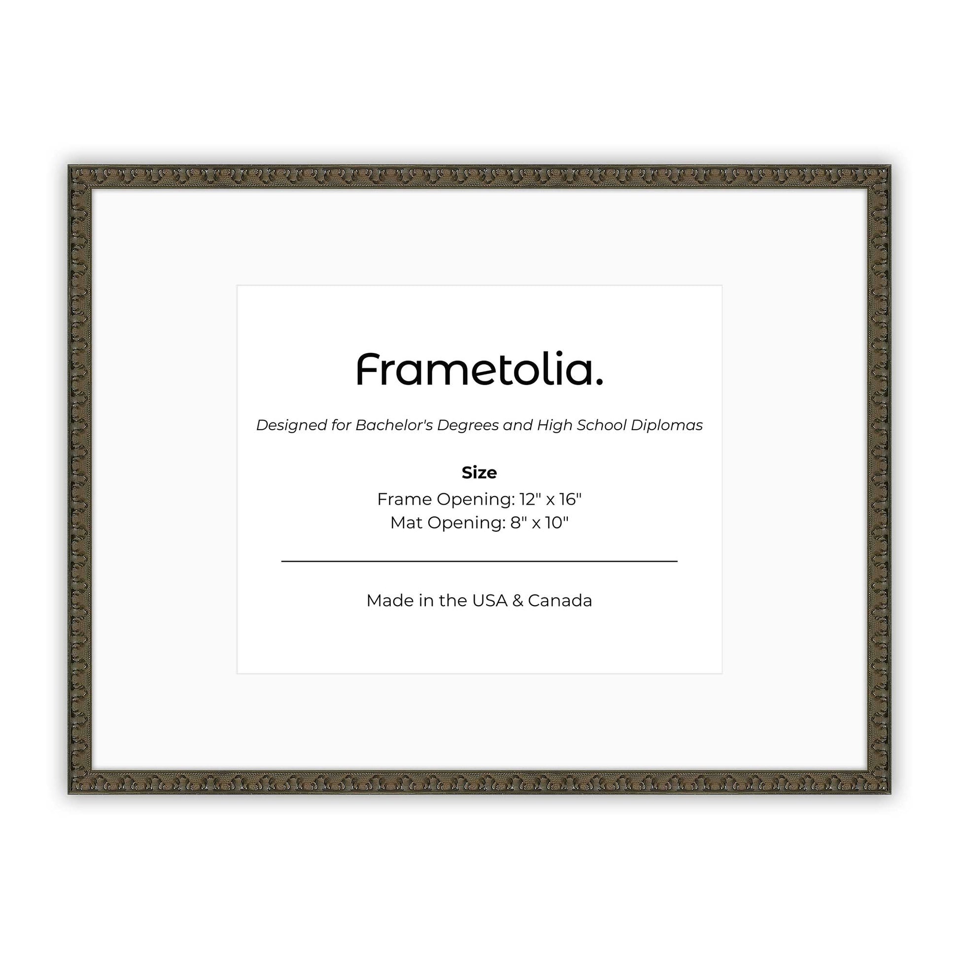 12" x 16" Raven Black FAMILY  Diploma Frame with Mat - 8 x 10 opening