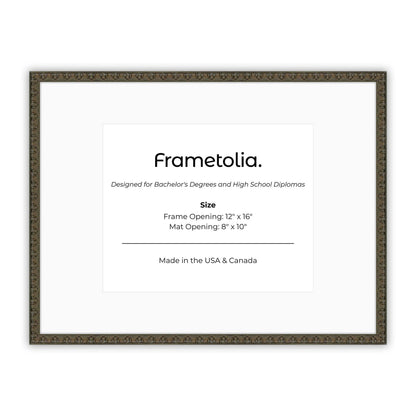 12" x 16" Raven Black FAMILY  Diploma Frame with Mat - 8 x 10 opening