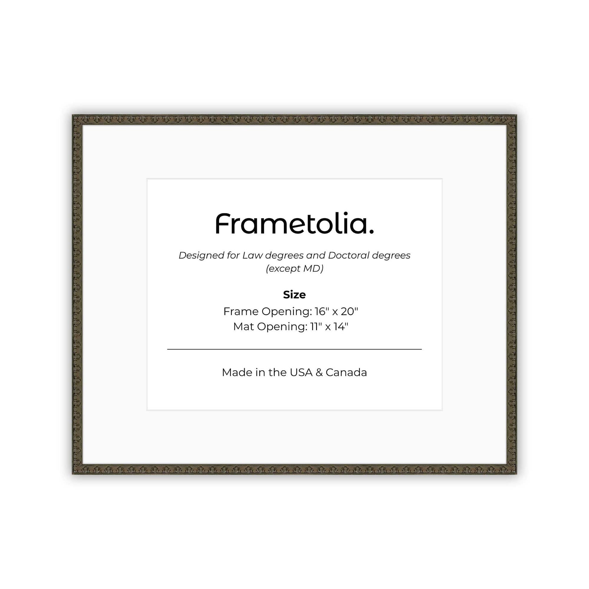 16" x 20" Raven Black FAMILY  Diploma Frame with Mat - 11 x 14 opening