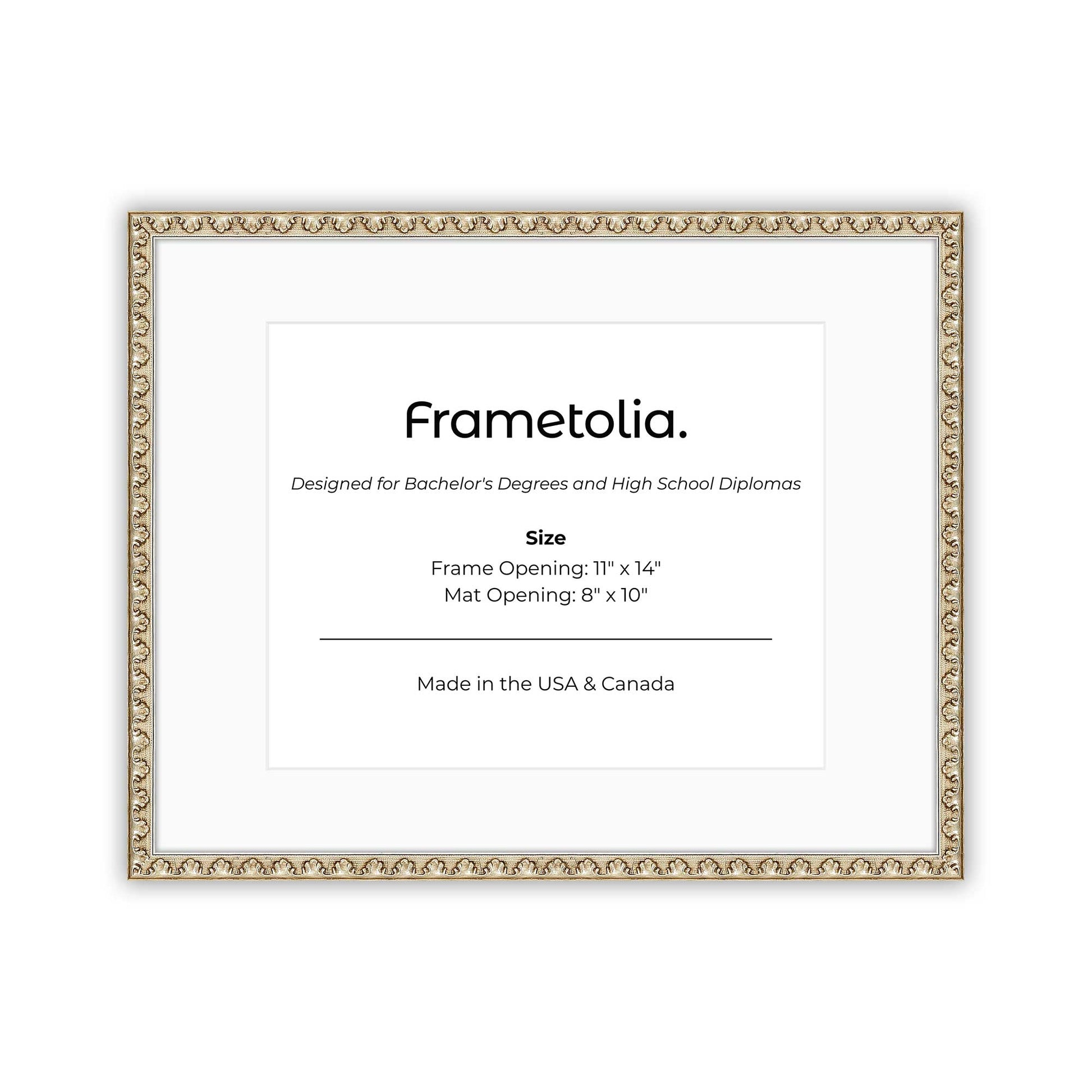 11" x 14" Sillver Leaf FAMILY  Diploma Frame with Mat - 8 x 10 opening