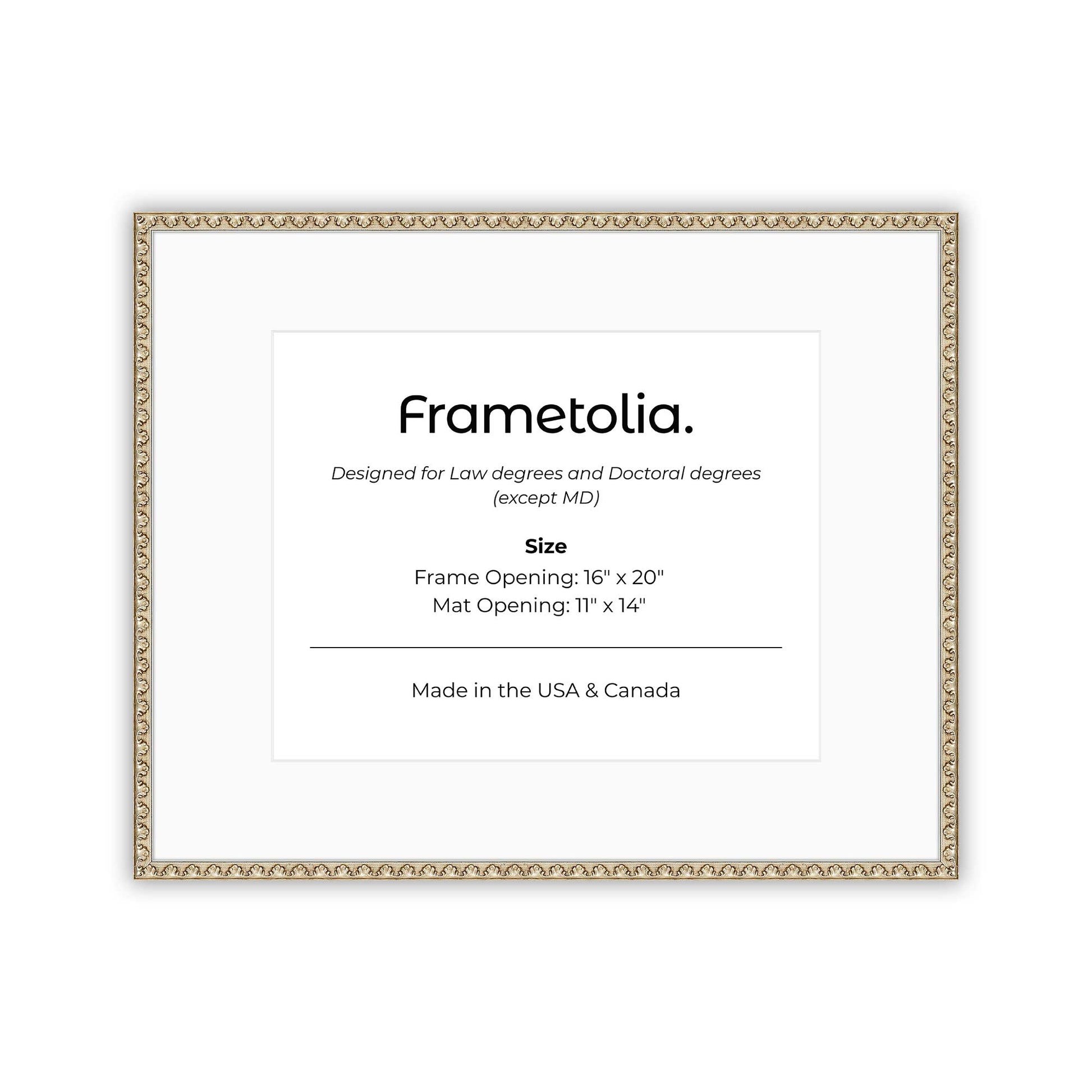 16" x 20" Sillver Leaf FAMILY  Diploma Frame with Mat - 11 x 14 opening
