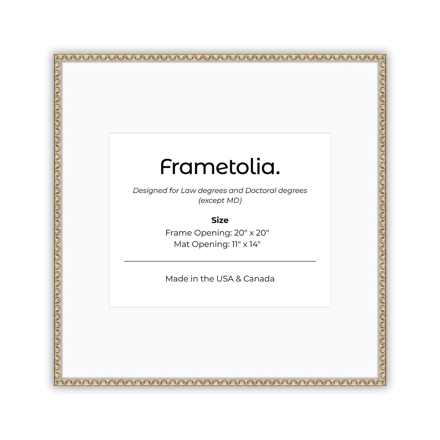 20" x 20" Sillver Leaf FAMILY  Diploma Frame with Mat - 11 x 14 opening