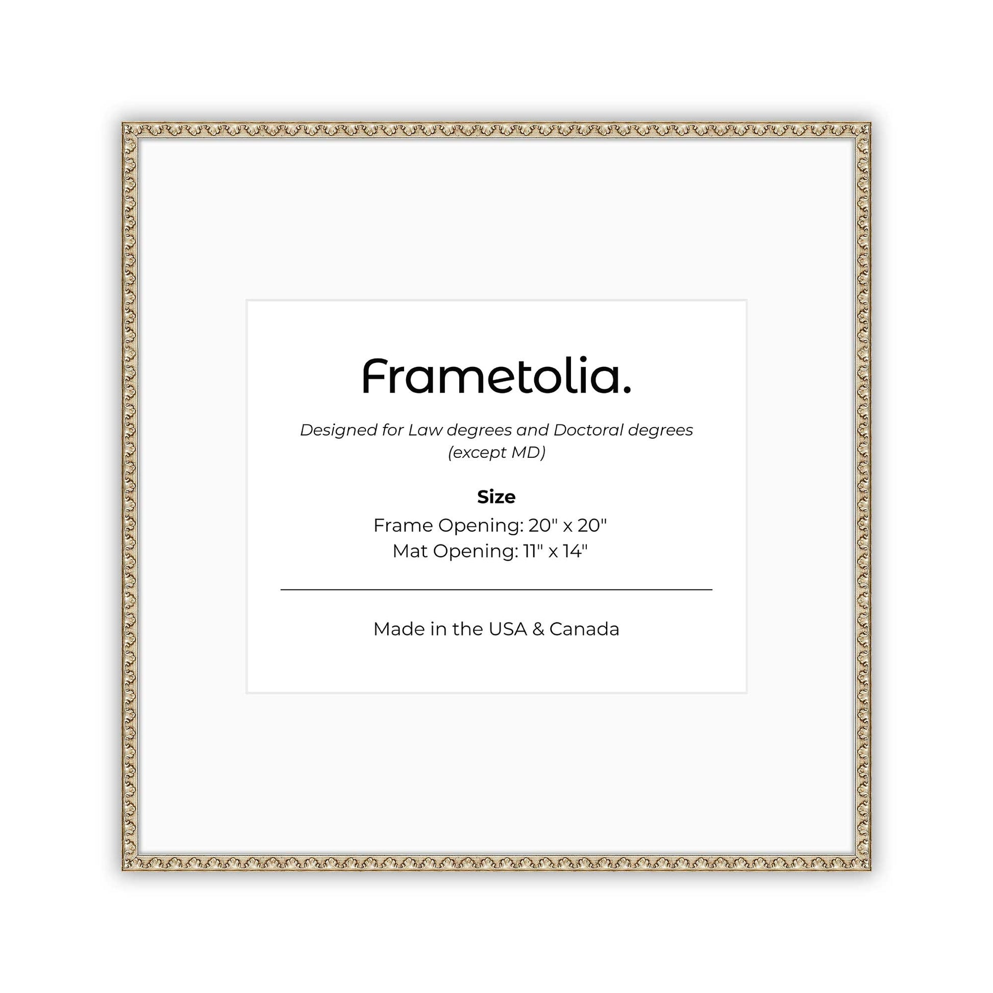 20" x 20" Sillver Leaf FAMILY  Diploma Frame with Mat - 11 x 14 opening