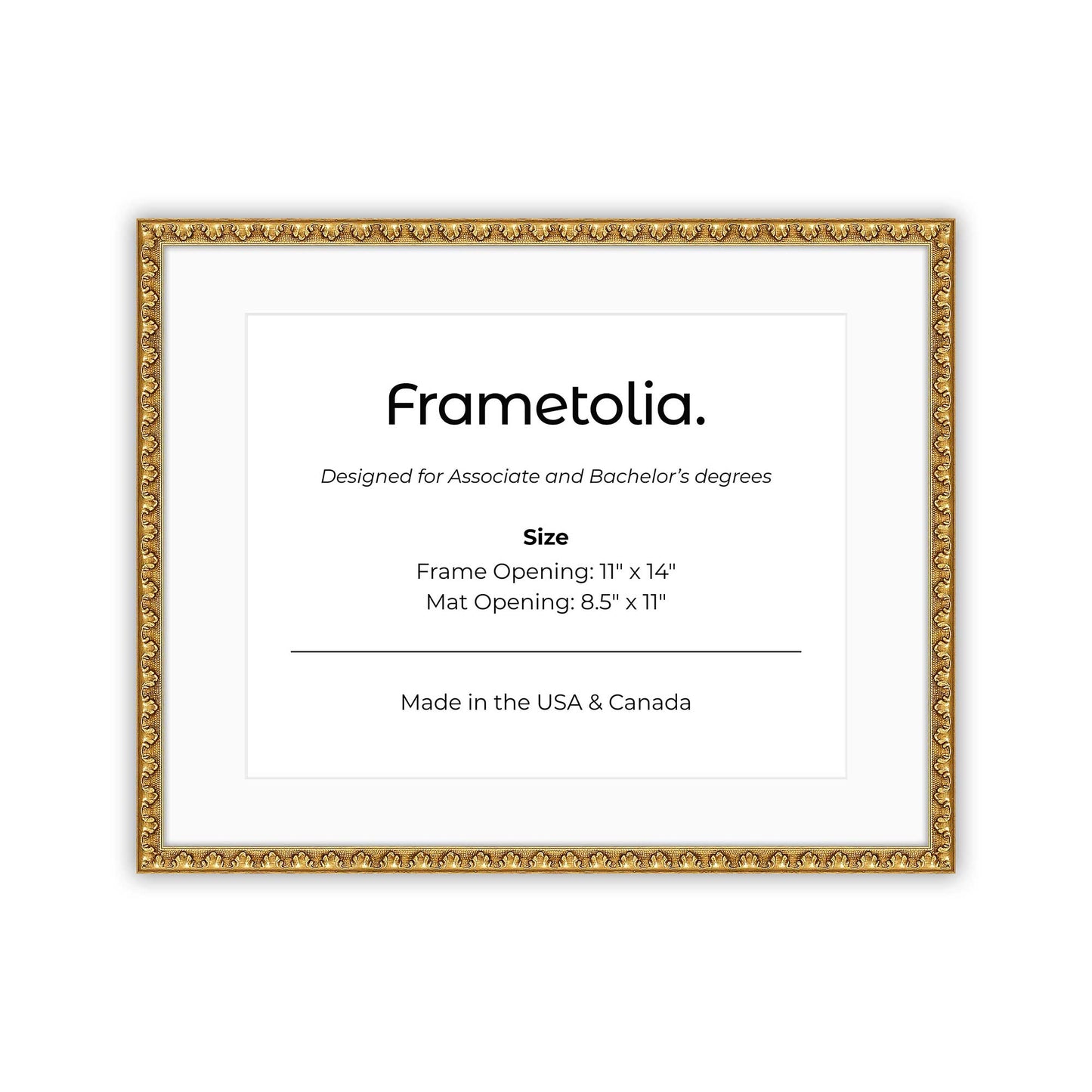11" x 14" Gold Leaf FAMILY  Diploma Frame with mat -  8.5 x 11 opening