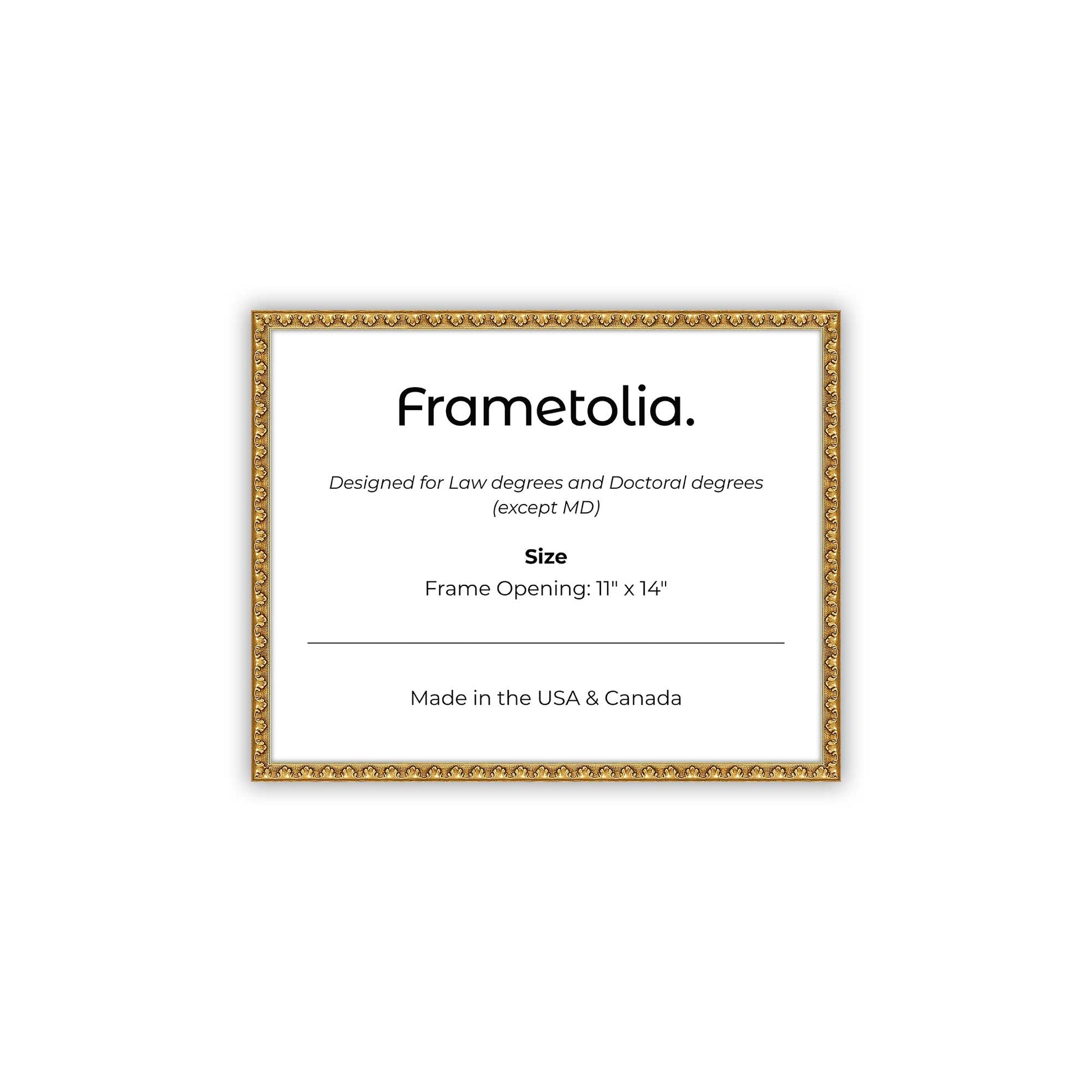 11" x 14" Gold Leaf FAMILY  Diploma Frame - No Mat