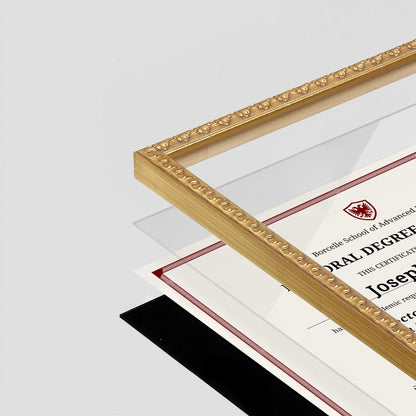 Gold Leaf FAMILY Wall Frame corner Close up with layers broken out
