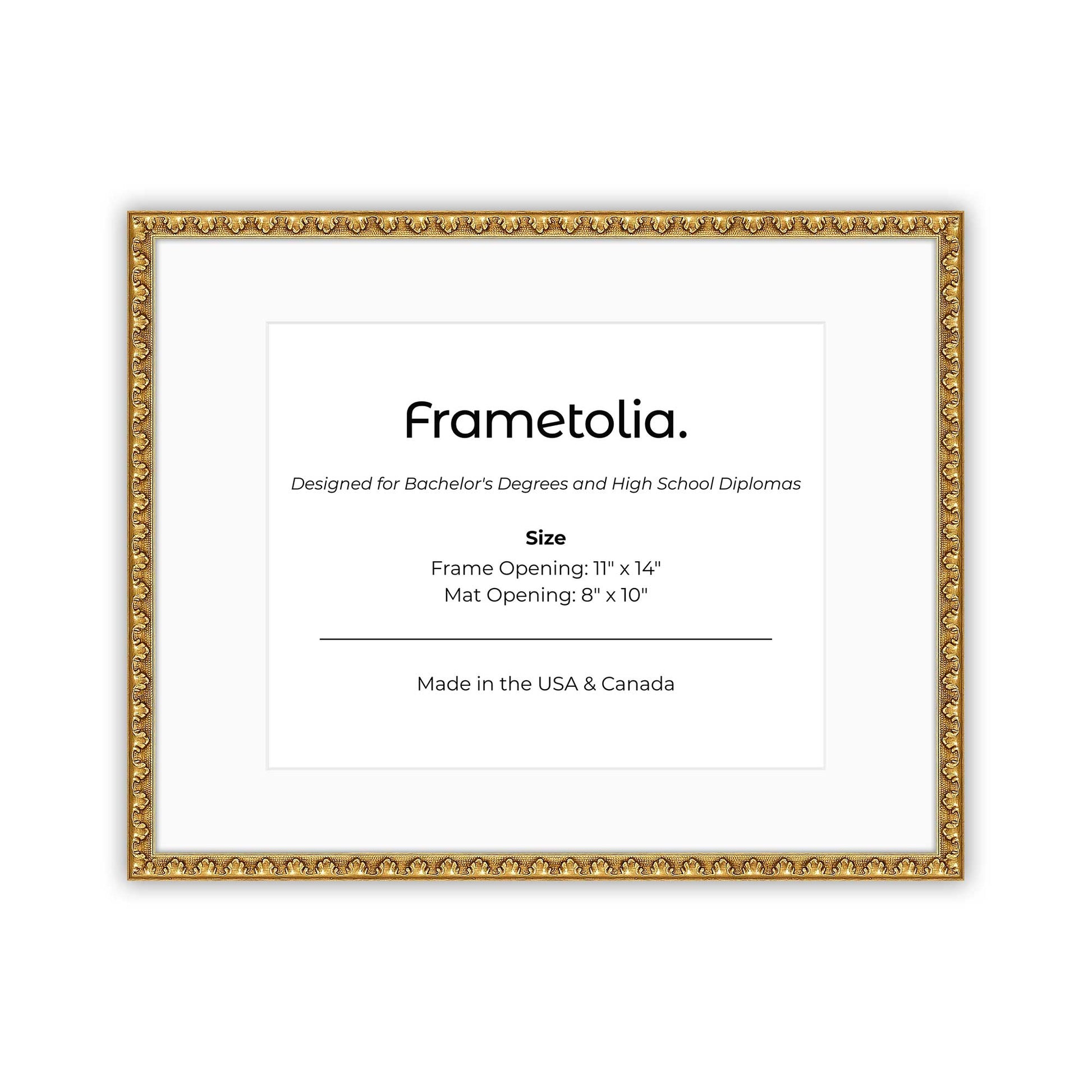 11" x 14" Gold Leaf FAMILY  Diploma Frame with Mat - 8 x 10 opening