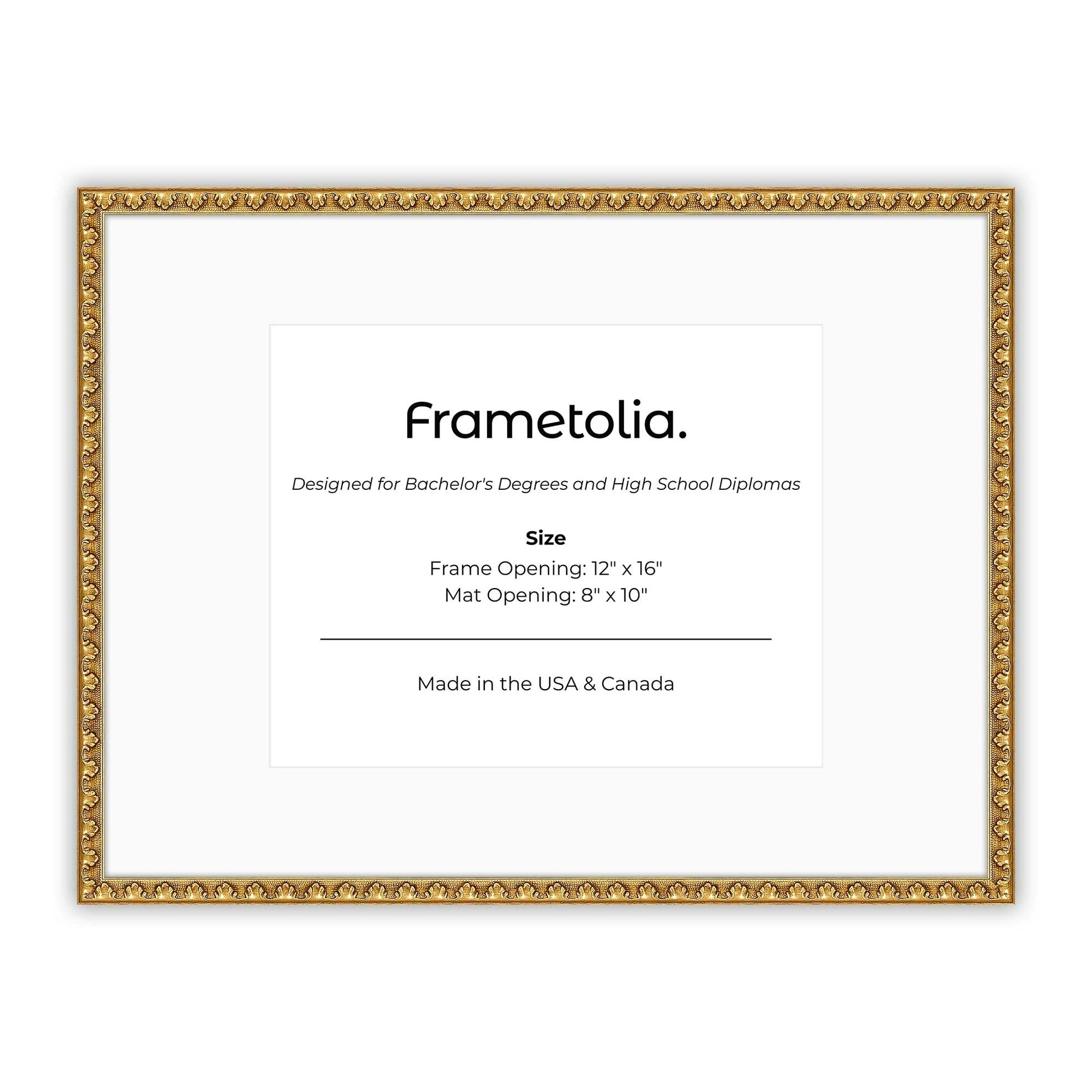 12" x 16" Gold Leaf FAMILY  Diploma Frame with Mat - 8 x 10 opening
