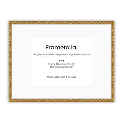 12" x 16" Gold Leaf FAMILY  Diploma Frame with Mat - 8 x 10 opening