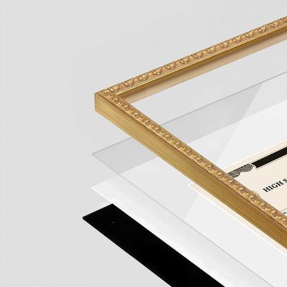 Gold Leaf FAMILY Wall Frame corner Close up with layers broken out