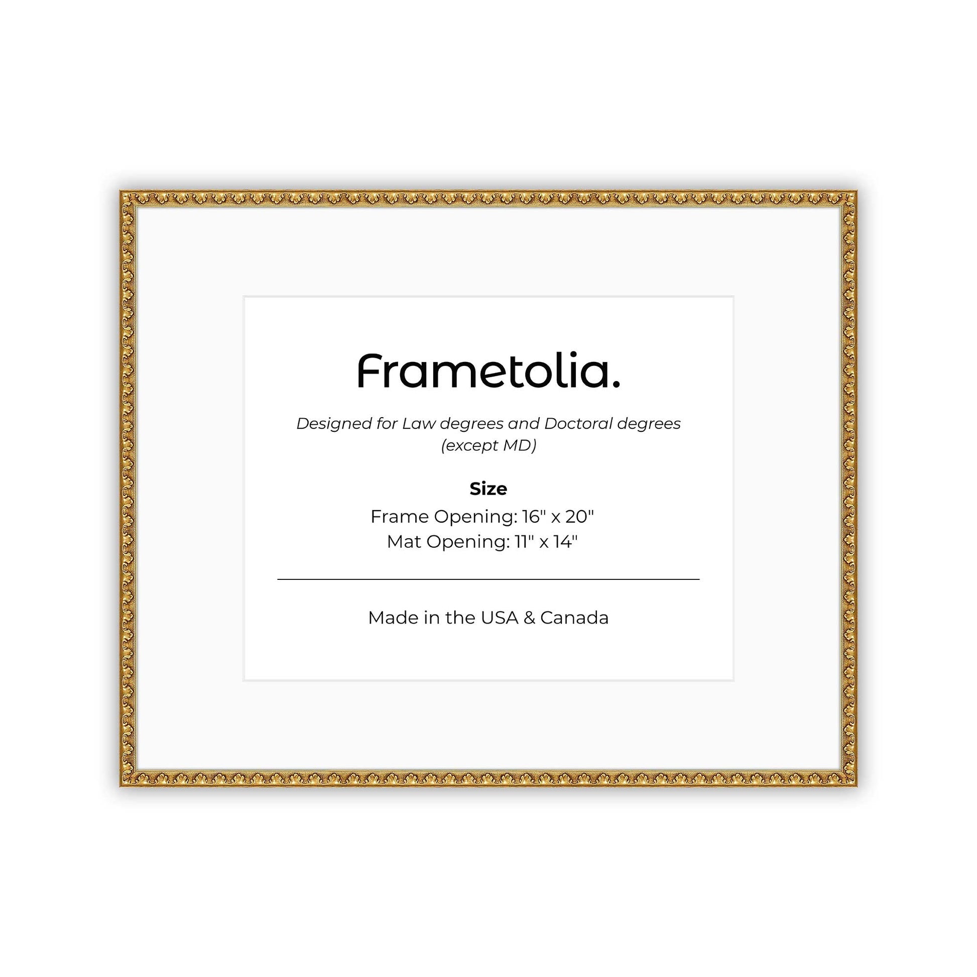 16" x 20" Gold Leaf FAMILY  Diploma Frame with Mat - 11 x 14 opening