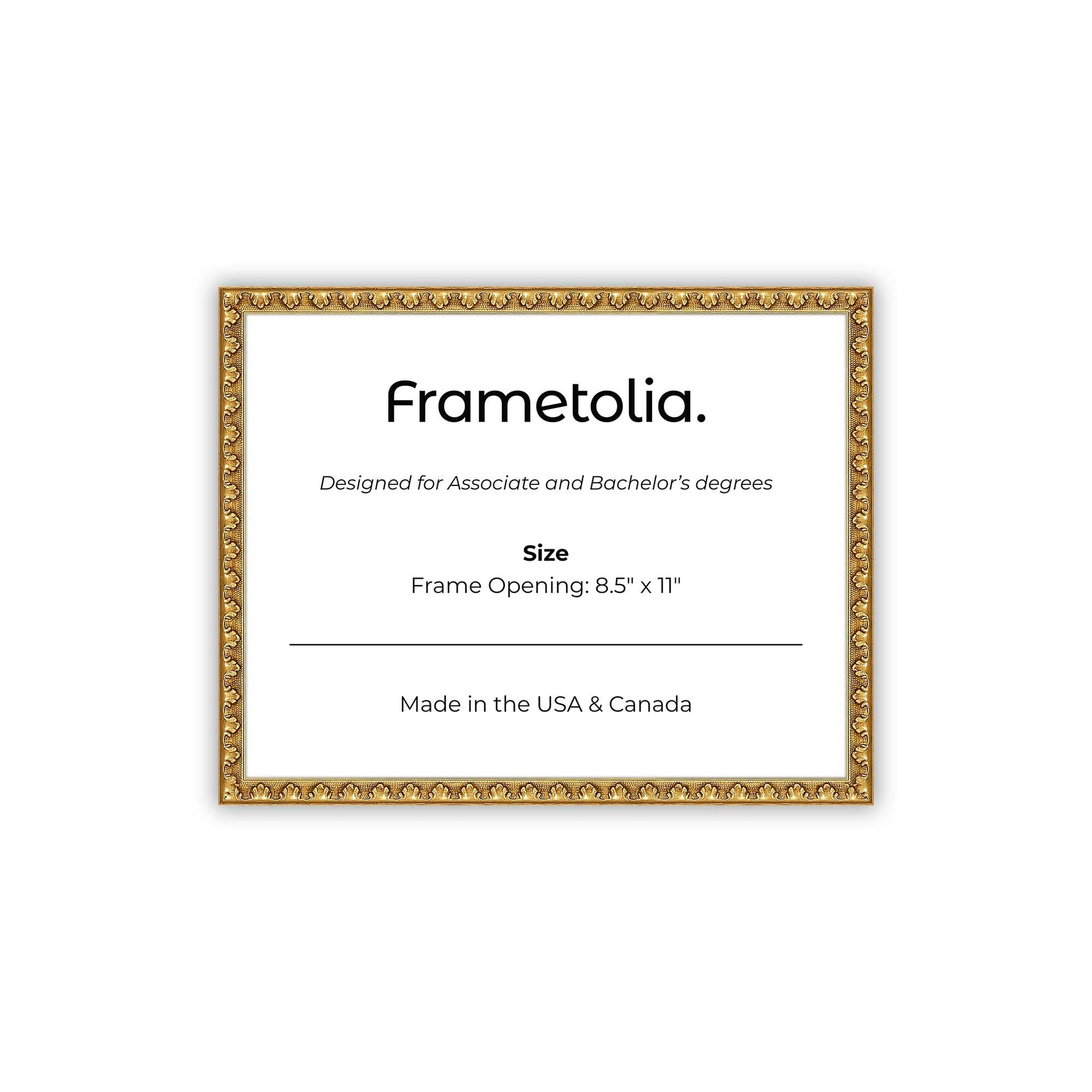 8.5" x 11" Gold Leaf FAMILY  Diploma Frame - No Mat