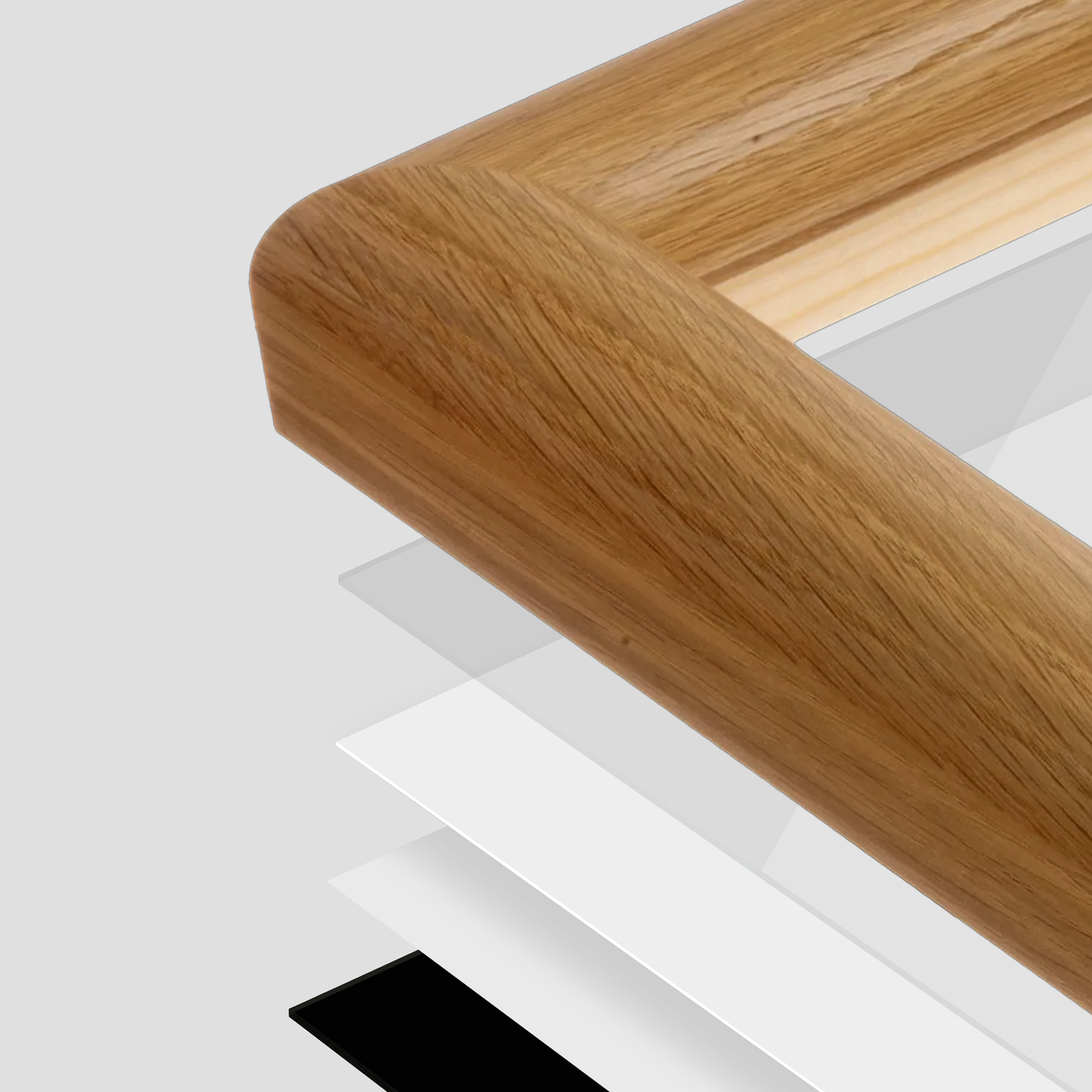 Light Oak Hudson Valley Wall Frame corner Close up with layers broken out