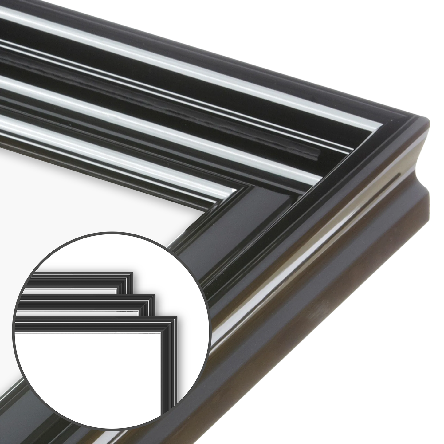 Electric Black Gloss Wide Width Wall Frame, Set of 3