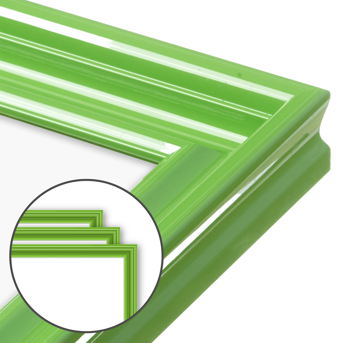 Fresh Lime Gloss Wide Width Wall Frame, Set of 3