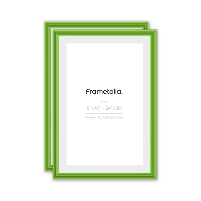 Fresh Lime Gloss Wide Width Wall Frame, Set of 2