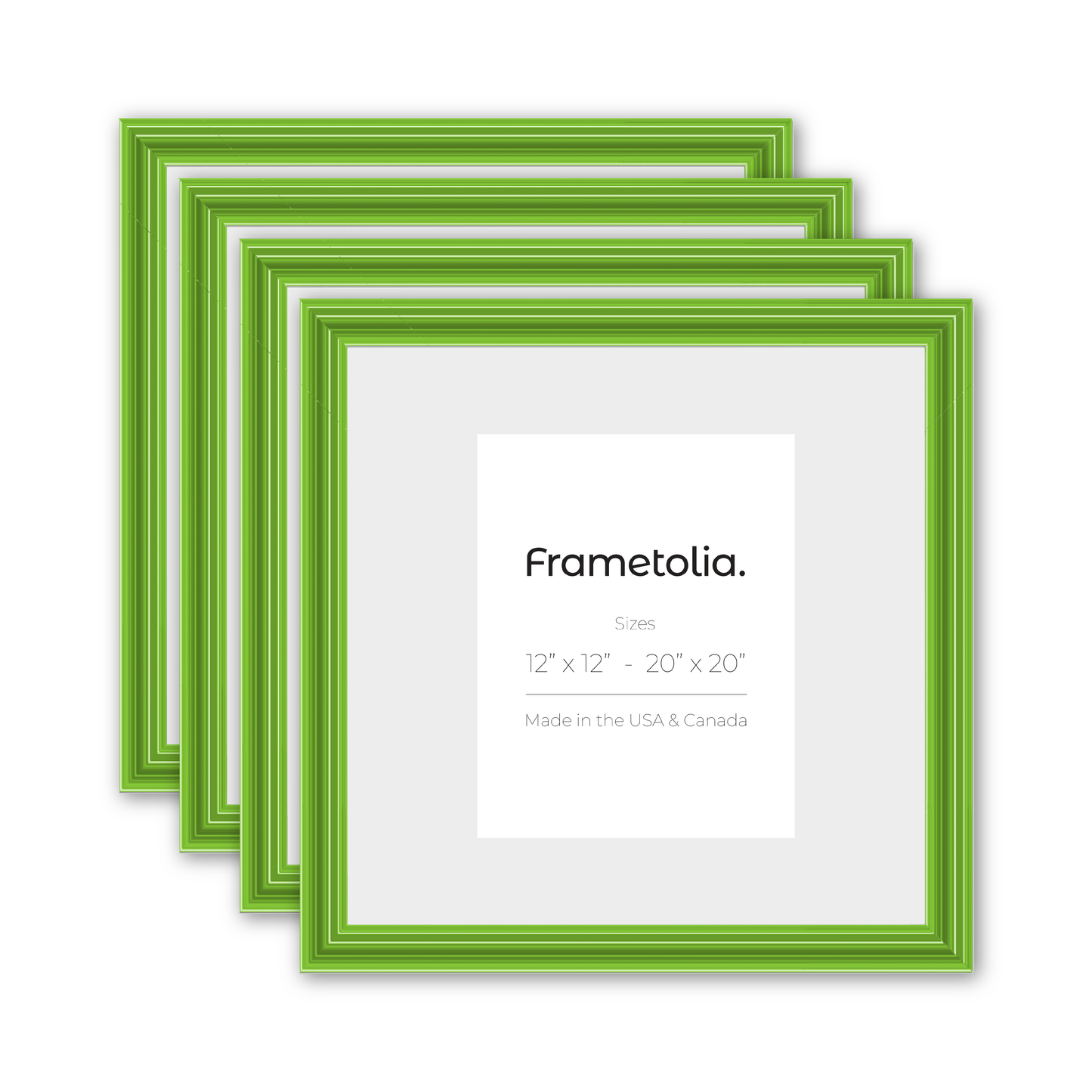 Fresh Lime Gloss Wide Width Wall Frame, Set of 4