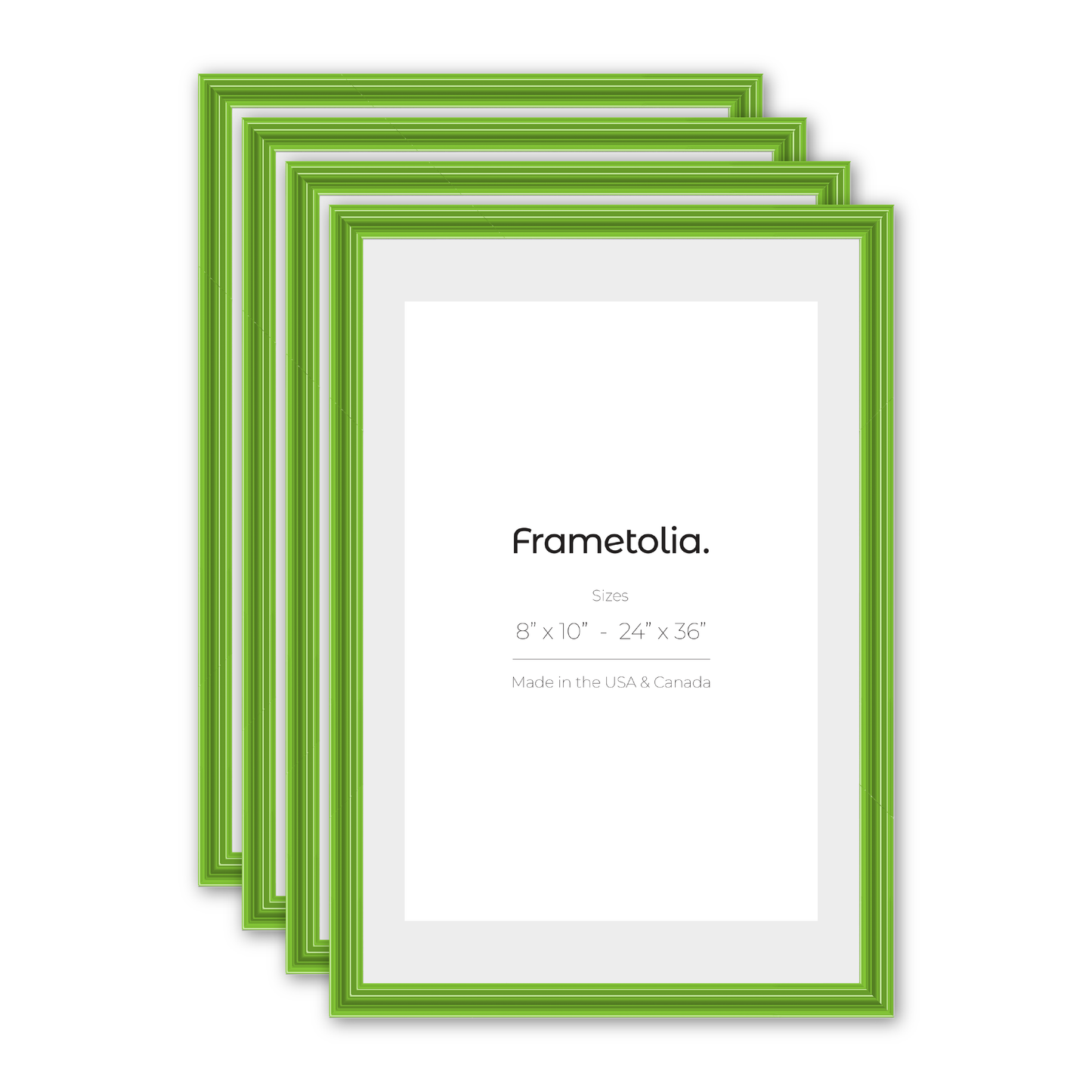 Fresh Lime Gloss Wide Width Wall Frame, Set of 4