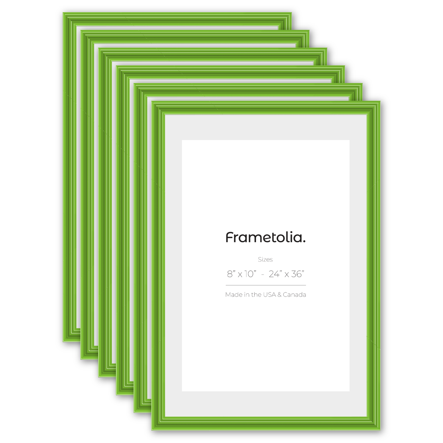 Fresh Lime Gloss Wide Width Wall Frame, Set of 6