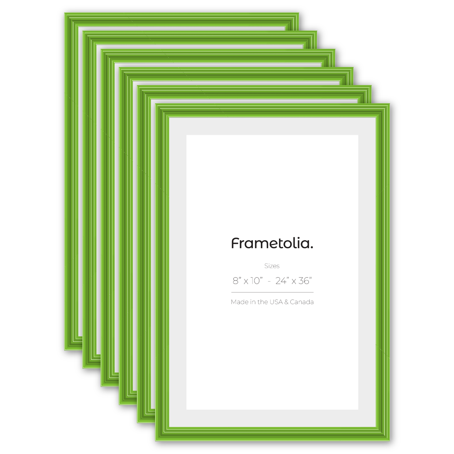 Fresh Lime Gloss Wide Width Wall Frame, Set of 6