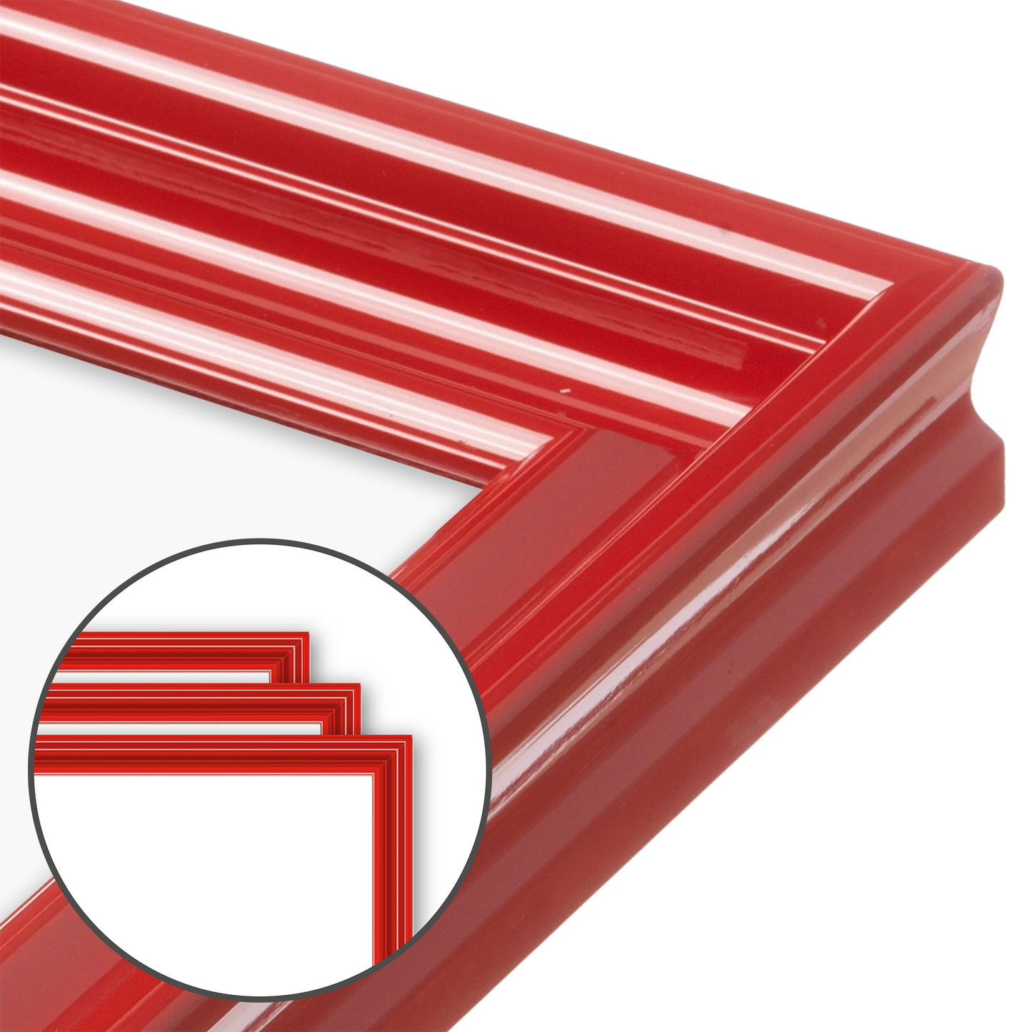 Cherry Red Gloss Wide Width Wall Frame, Set of 3