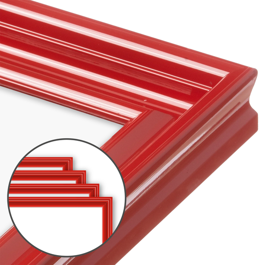 Cherry Red Gloss Wide Width Wall Frame, Set of 4