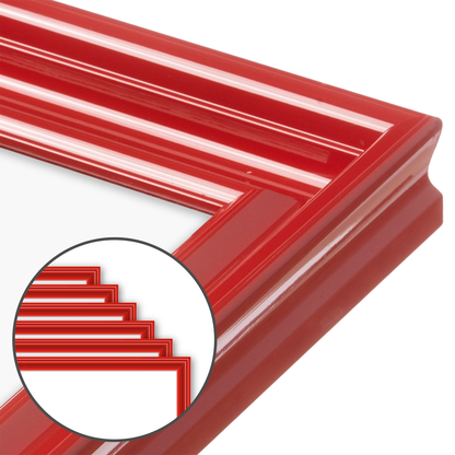 Cherry Red Gloss Wide Width Wall Frame, Set of 6