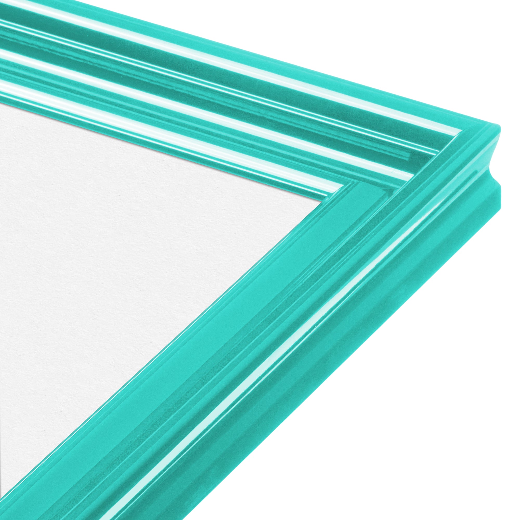 capri teal wide wall frame corner close up