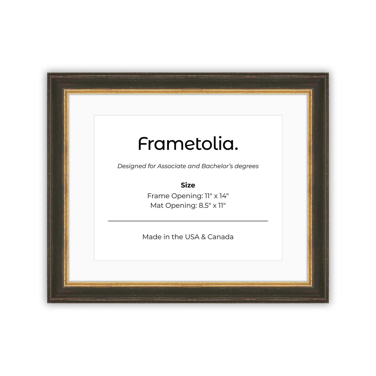 11" x 14" Black FAMILY  Diploma Frame with mat -  8.5 x 11 opening