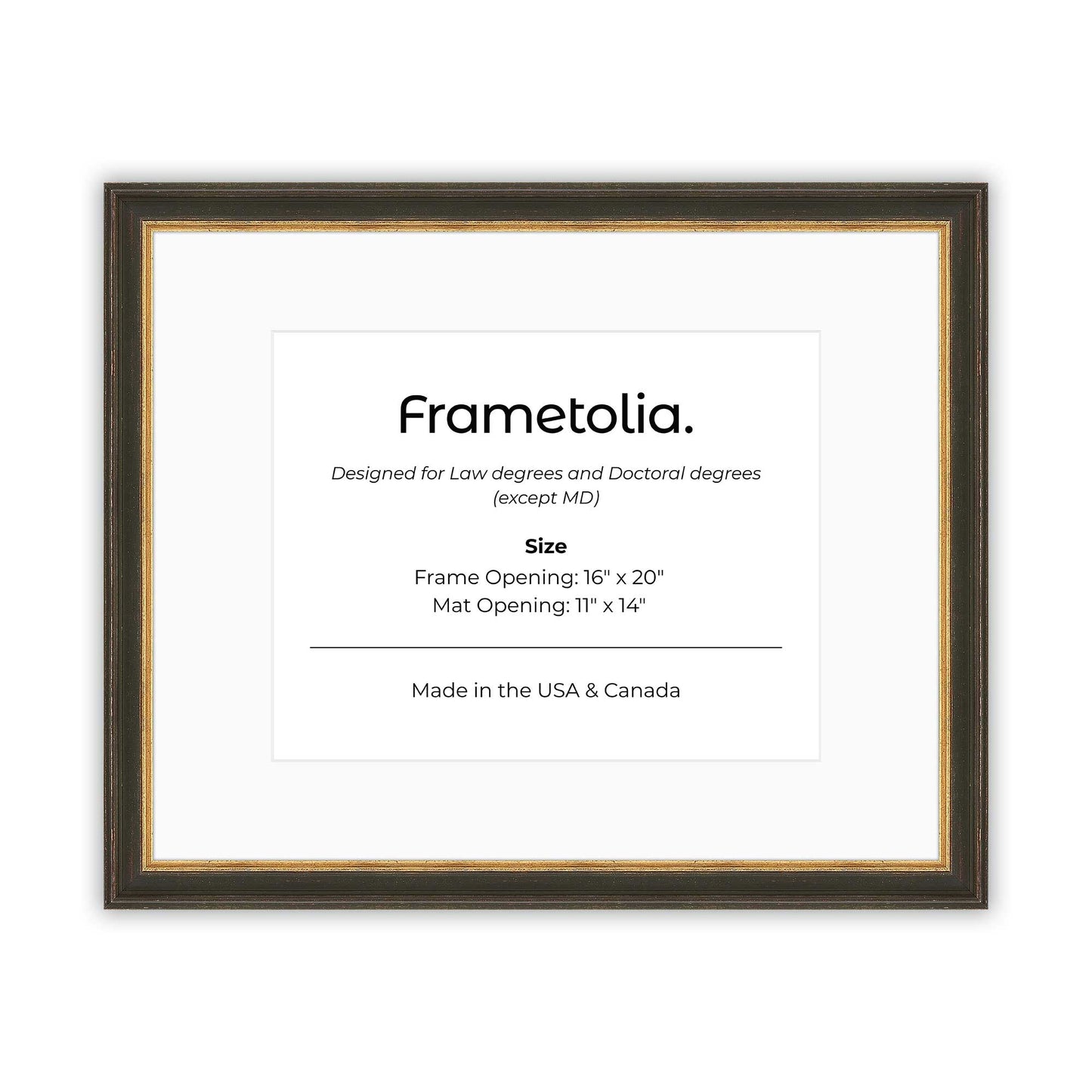 16" x 20" Black FAMILY  Diploma Frame with Mat - 11 x 14 opening