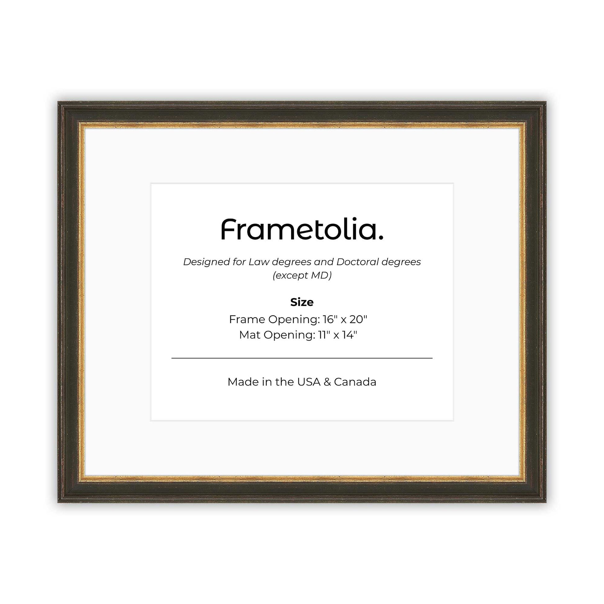 16" x 20" Black FAMILY  Diploma Frame with Mat - 11 x 14 opening